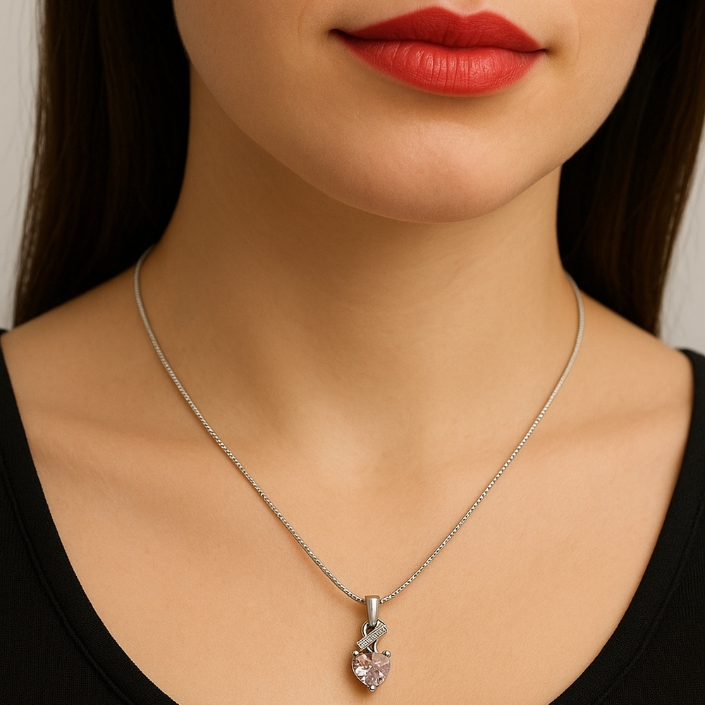 NWOT Swarovski Crystal Elements Heart Pendant Necklace – 18” to 22” Adjustable